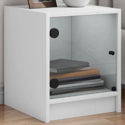 VIDAXL VIDA XL - Tables de chevet blanches avec portes en verre - Publicité VIDAXL VIDA XL - Tables de chevet blanches avec portes en verre - Publicité