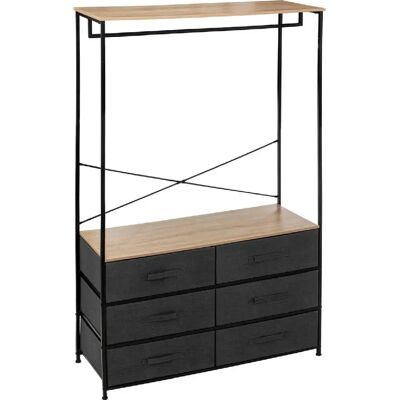 Pegane Armoire dressing 6 tiroirs - Naturel et gris foncé - Publicité Pegane Armoire dressing 6 tiroirs - Naturel et gris foncé - Publicité