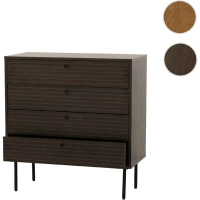 Mendler Commode scandinave 4 tiroirs - Brun - Publicité Mendler Commode scandinave 4 tiroirs - Brun - Publicité