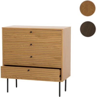 Mendler Commode scandinave 4 tiroirs - Marron - Publicité Mendler Commode scandinave 4 tiroirs - Marron - Publicité