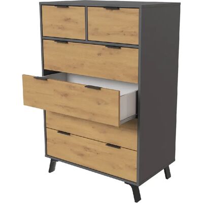Pegane Commode 6 tiroirs - Gris - Publicité Pegane Commode 6 tiroirs - Gris - Publicité