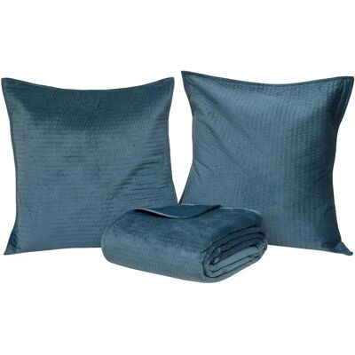 ATMOSPHERA Dessus de Lit & 2 Taies Lilou 240x260cm Bleu Égéen - Publicité ATMOSPHERA Dessus de Lit & 2 Taies Lilou 240x260cm Bleu Égéen - Publicité