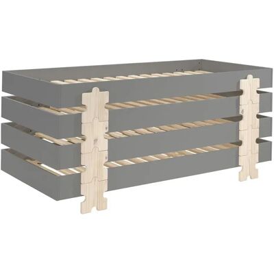 Paris Prix Lit Enfant en Bois Modulo Puzzle IV 90x200cm Gris - Publicité Paris Prix Lit Enfant en Bois Modulo Puzzle IV 90x200cm Gris - Publicité