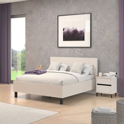 Pegane Ensemble chambre lit 160x200 et 2 chevets couleur beige - Publicité Pegane Ensemble chambre lit 160x200 et 2 chevets couleur beige - Publicité