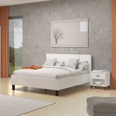 Pegane Ensemble chambre lit 160x200 et 2 chevets couleur blanc - Publicité Pegane Ensemble chambre lit 160x200 et 2 chevets couleur blanc - Publicité