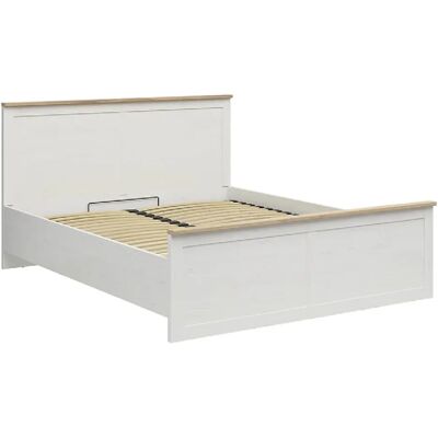 Pegane Lit coffre 180x200 lit adulte 2 places avec sommier et rangement, coloris Blanc pin andersen/Chêne clair - Longueur 208,5 x Profondeur 185 x Hauteur 110,5/57,5 cm - Publicité Pegane Lit coffre 180x200 lit adulte 2 places avec sommier et rangement, coloris Blanc pin andersen/Chêne clair - Longueur 208,5 x Profondeur 185 x Hauteur 110,5/57,5 cm - Publicité