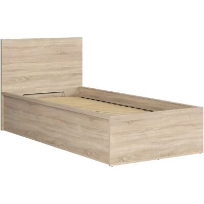 Pegane Lit 90x200 Lit 1 place avec sommier et rangement, coloris chêne Sonoma - Longueur 204,5 x Profondeur 99 x Hauteur 95/40,5 cm - Publicité Pegane Lit 90x200 Lit 1 place avec sommier et rangement, coloris chêne Sonoma - Longueur 204,5 x Profondeur 99 x Hauteur 95/40,5 cm - Publicité