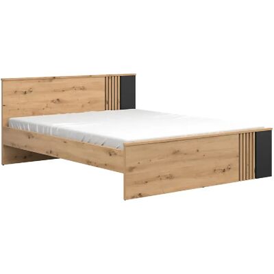 Pegane Lit double 160x200 cm lit avec lattes décoratives, coloris Chêne artisan/Noir - Longueur 206,5 x Profondeur 166 x Hauteur 85,5/44,5 cm - Publicité Pegane Lit double 160x200 cm lit avec lattes décoratives, coloris Chêne artisan/Noir - Longueur 206,5 x Profondeur 166 x Hauteur 85,5/44,5 cm - Publicité