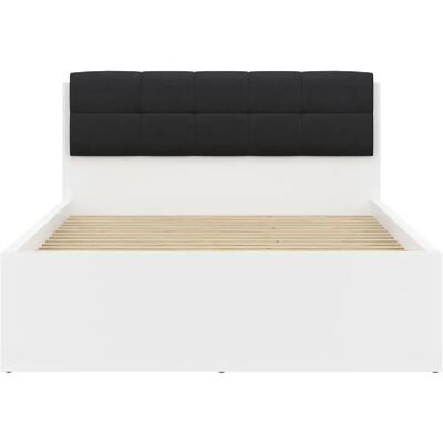 Pegane Lit coffre 140x200 tête rembourée noir avec sommier et rangement, coloris Blanc brillant - Longueur 204,5 x Profondeur 149 x Hauteur 95/40,5 cm - Publicité Pegane Lit coffre 140x200 tête rembourée noir avec sommier et rangement, coloris Blanc brillant - Longueur 204,5 x Profondeur 149 x Hauteur 95/40,5 cm - Publicité