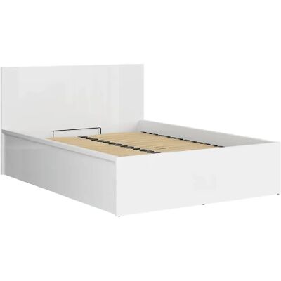 Pegane Lit coffre 140x200 avec sommier et rangement, coloris Blanc brillant - Longueur 204,5 x Profondeur 149 x Hauteur 95/40,5 cm - Publicité Pegane Lit coffre 140x200 avec sommier et rangement, coloris Blanc brillant - Longueur 204,5 x Profondeur 149 x Hauteur 95/40,5 cm - Publicité