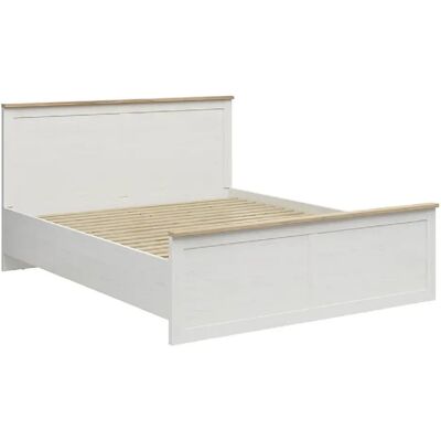 Pegane Lit double 180x200 lit adulte 2 places , coloris Blanc pin andersen/Chêne clair - Longueur 208,5 x Profondeur 185 x Hauteur 110,5/57,5 cm - Publicité Pegane Lit double 180x200 lit adulte 2 places , coloris Blanc pin andersen/Chêne clair - Longueur 208,5 x Profondeur 185 x Hauteur 110,5/57,5 cm - Publicité