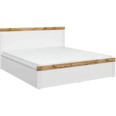 Pegane Lit adulte 180 x 200 lit 2 places avec 2 tiroirs sur roues, Blanc/Chêne wotan - Longueur 204,5 x Profondeur 189 x Hauteur 40,5-100,5 cm - Publicité Pegane Lit adulte 180 x 200 lit 2 places avec 2 tiroirs sur roues, Blanc/Chêne wotan - Longueur 204,5 x Profondeur 189 x Hauteur 40,5-100,5 cm - Publicité