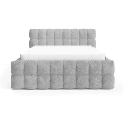 Casanova Lit coffre tissu bouclette Gris clair 140x200cm - Publicité Casanova Lit coffre tissu bouclette Gris clair 140x200cm - Publicité