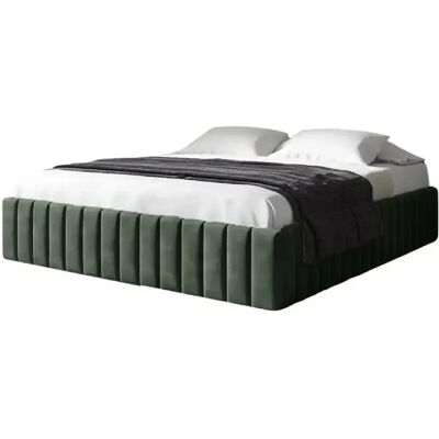 Casanova Lit coffre tissu velours 140x200cm Vert - Publicité Casanova Lit coffre tissu velours 140x200cm Vert - Publicité