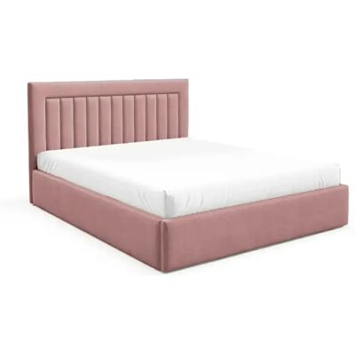 Casanova Lit coffre tissu velours 140x200cm Rose - Publicité Casanova Lit coffre tissu velours 140x200cm Rose - Publicité