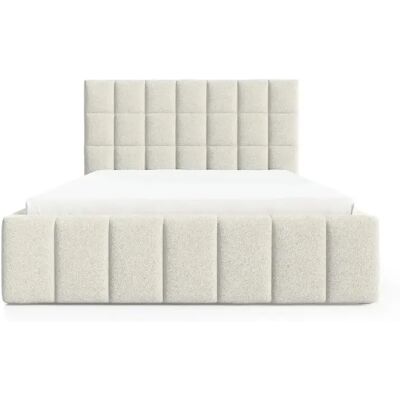 Casanova Lit coffre tissu chenille 140x200cm Blanc - Publicité Casanova Lit coffre tissu chenille 140x200cm Blanc - Publicité