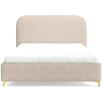 Casanova Lit coffre tissu chenille 140x200cm Beige - Publicité Casanova Lit coffre tissu chenille 140x200cm Beige - Publicité