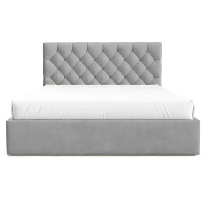 Casanova Lit coffre tissu velours 180x200cm Gris clair - Publicité Casanova Lit coffre tissu velours 180x200cm Gris clair - Publicité