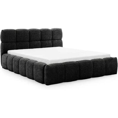 Casanova Lit coffre tissu bouclette 180x200cm Noir - Publicité Casanova Lit coffre tissu bouclette 180x200cm Noir - Publicité