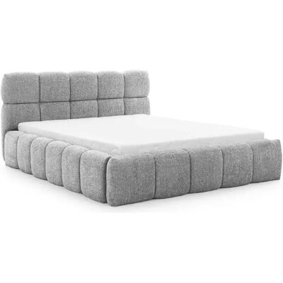 Casanova Lit coffre tissu bouclette 140x200cm Gris clair - Publicité Casanova Lit coffre tissu bouclette 140x200cm Gris clair - Publicité