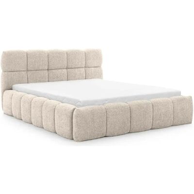Casanova Lit coffre tissu bouclette 140x200cm Beige - Publicité Casanova Lit coffre tissu bouclette 140x200cm Beige - Publicité