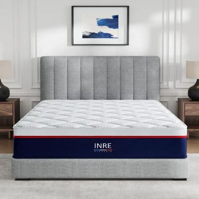 Matelas 140x190 cm INRE - 30cm hybride, Ressorts ensachés, Ferme, Oeko-tex, 7 zones - Publicité Matelas 140x190 cm INRE - 30cm hybride, Ressorts ensachés, Ferme, Oeko-tex, 7 zones - Publicité