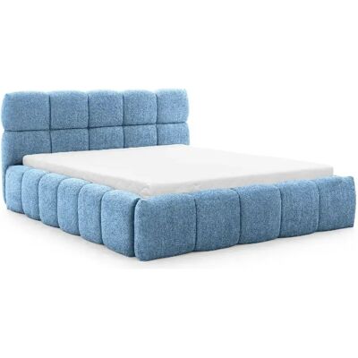 Casanova Lit coffre tissu bouclette 200x200cm Bleu - Publicité Casanova Lit coffre tissu bouclette 200x200cm Bleu - Publicité