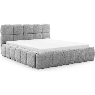 Casanova Lit coffre tissu bouclette 200x200cm Gris clair - Publicité Casanova Lit coffre tissu bouclette 200x200cm Gris clair - Publicité