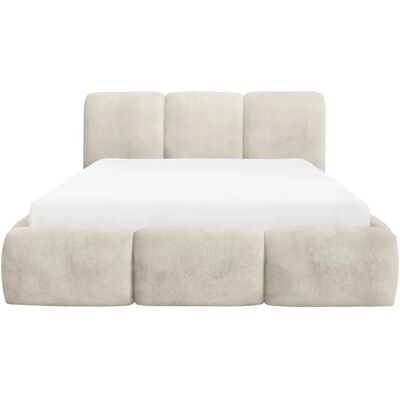 Casanova Lit coffre tissu bouclette Beige 160x200cm - Publicité Casanova Lit coffre tissu bouclette Beige 160x200cm - Publicité
