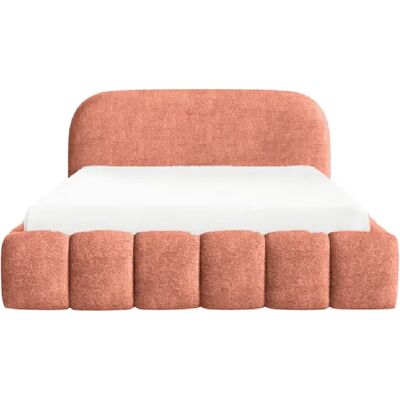 Casanova Lit coffre tissu texturé 140x200cm Terracotta - Publicité Casanova Lit coffre tissu texturé 140x200cm Terracotta - Publicité