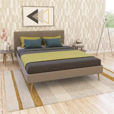 Le Quai Des Affaires Lit FJORD 180x200 + 1 sommier / Tissu Beige - Publicité Le Quai Des Affaires Lit FJORD 180x200 + 1 sommier / Tissu Beige - Publicité