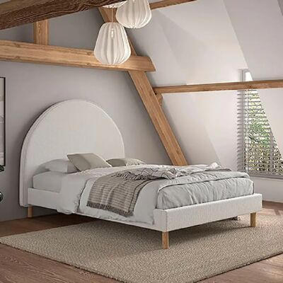 Lit capitonné VIPACK Moon - Style scandinave, Blanc, 140x200cm - Publicité Lit capitonné VIPACK Moon - Style scandinave, Blanc, 140x200cm - Publicité