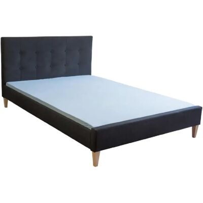 HOMESTYLE4U Lit capitonné gris 160x200cm - Lit - Publicité HOMESTYLE4U Lit capitonné gris 160x200cm - Lit - Publicité