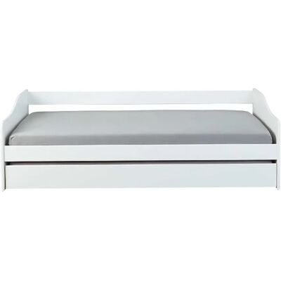 Pegane Lit banquette - Pin massif - 90x200 cm - Vernis blanc - Publicité Pegane Lit banquette - Pin massif - 90x200 cm - Vernis blanc - Publicité