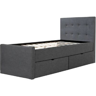 Homestyle4u Lit simple avec rangement - 90x200cm - Publicité Homestyle4u Lit simple avec rangement - 90x200cm - Publicité