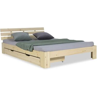 Homestyle4u Cadre de lit double 140x200 - Lit - Publicité Homestyle4u Cadre de lit double 140x200 - Lit - Publicité