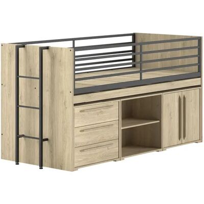 Lits mezzanine ZABIO avec Bureau et Rangement - Gain de place & Moderne - Publicité Lits mezzanine ZABIO avec Bureau et Rangement - Gain de place & Moderne - Publicité