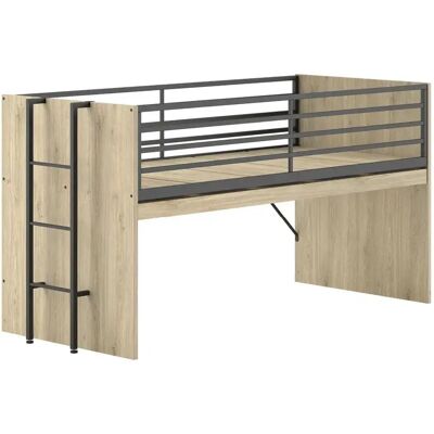 Lit Mezza Alte avec Bureau Coulissant Vipack Sam - Chêne et Marron - Publicité Lit Mezza Alte avec Bureau Coulissant Vipack Sam - Chêne et Marron - Publicité