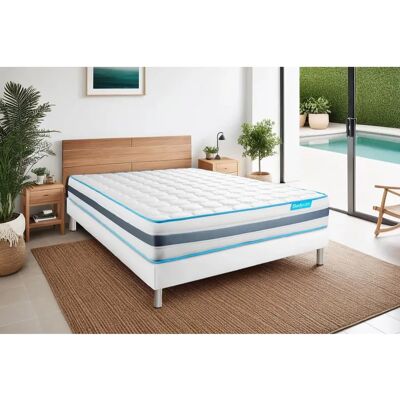 Matelas et Sommier Bodycare BodyFlex 90x200cm - Mousse à mémoire et ressorts ensachés - Blanc - Publicité Matelas et Sommier Bodycare BodyFlex 90x200cm - Mousse à mémoire et ressorts ensachés - Blanc - Publicité