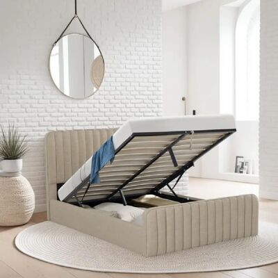 Le Quai Des Affaires Lit coffre 140x190 cm NEVA + 1 sommier / Beige - Publicité Le Quai Des Affaires Lit coffre 140x190 cm NEVA + 1 sommier / Beige - Publicité