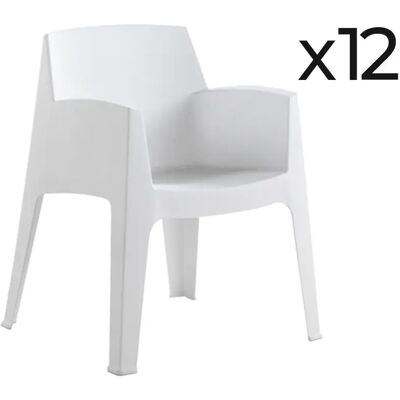 Pegane Lot de 12 chaises de jardin - Blanc - Publicité Pegane Lot de 12 chaises de jardin - Blanc - Publicité