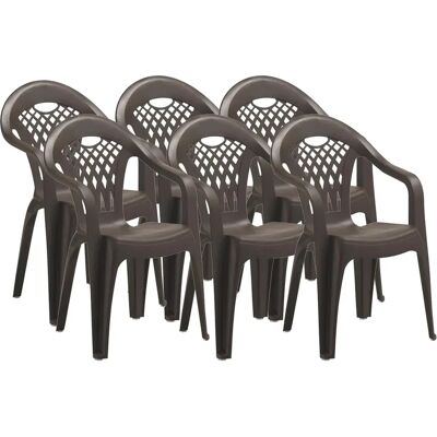 Pegane Lot de 6 chaises de jardin - Marron - Publicité Pegane Lot de 6 chaises de jardin - Marron - Publicité