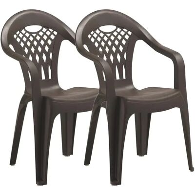 Pegane Lot de 2 chaises de jardin - Marron - Publicité Pegane Lot de 2 chaises de jardin - Marron - Publicité
