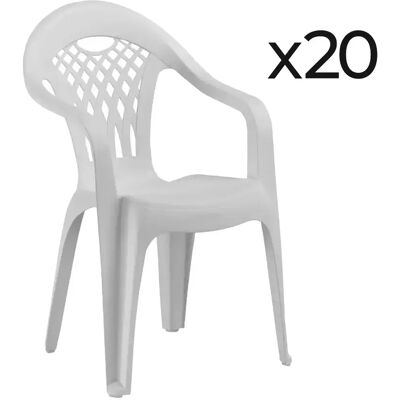 Pegane Lot de chaises de jardin empilables - Blanc - Publicité Pegane Lot de chaises de jardin empilables - Blanc - Publicité