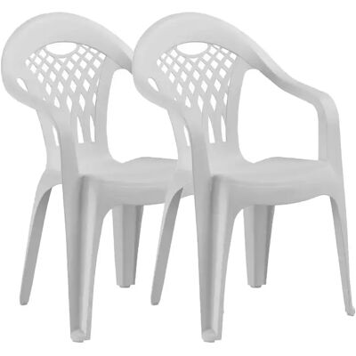 Pegane Lot de 2 chaises de jardin empilables - Blanc - Publicité Pegane Lot de 2 chaises de jardin empilables - Blanc - Publicité