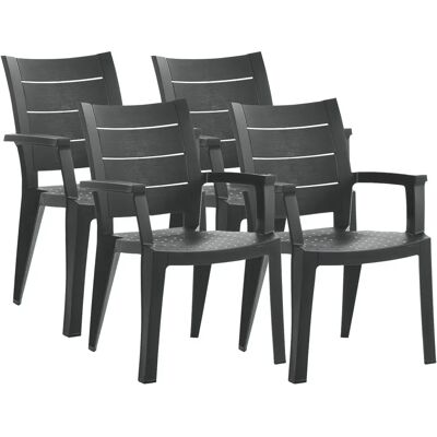 Pegane Lot de 4 chaises de jardin empilables - Gris - Publicité Pegane Lot de 4 chaises de jardin empilables - Gris - Publicité