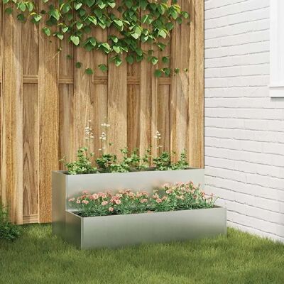 vidaXL Pot de Jardin Acier Galvanisé 100x60x45cm Durable Argent - Publicité vidaXL Pot de Jardin Acier Galvanisé 100x60x45cm Durable Argent - Publicité