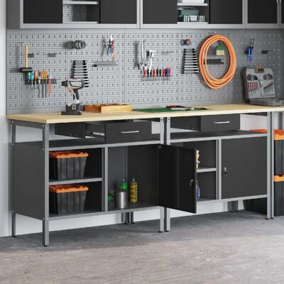 vidaXL - Banc de Travail en Acier 2 pièces - Noir - Gris - Ensemble d’Ateliers - Publicité vidaXL - Banc de Travail en Acier 2 pièces - Noir - Gris - Ensemble d’Ateliers - Publicité