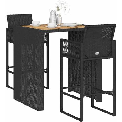 vidaXL Ensemble de bar de jardin - Noir, 3 pièces, mobilier extérieur haut de gamme - Publicité vidaXL Ensemble de bar de jardin - Noir, 3 pièces, mobilier extérieur haut de gamme - Publicité