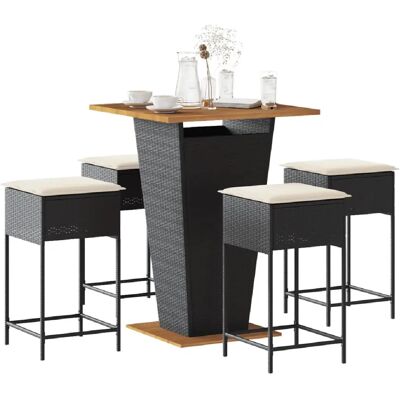 Ensemble de bar de jardin vidaXL avec coussins - Noir - 5 pièces - Publicité Ensemble de bar de jardin vidaXL avec coussins - Noir - 5 pièces - Publicité